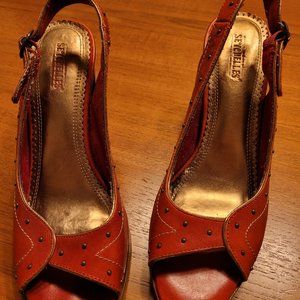 peep toe RED Seychelles sling back
